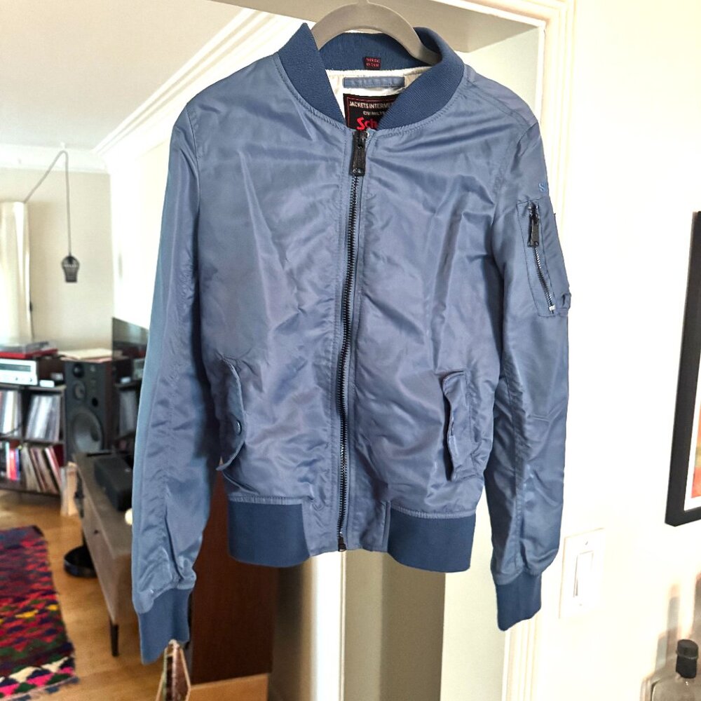 Schott NYC Hawaii Flight Jacket - Light Blue Bomber Jacket - XS